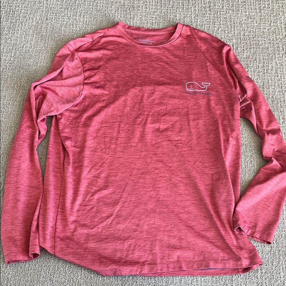 Vineyard Vines Heathered Red Long Sleeve Tee